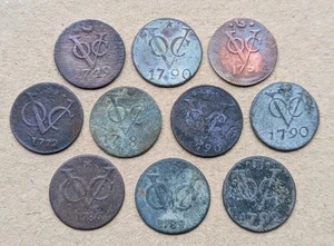 Lots 10 Pcs Dutch VOC 1 Duit 1749 - 1793 New York Penny Copper Coin_Z391 - Picture 1 of 8
