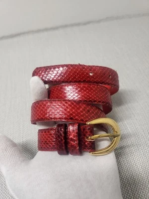 Crown Pacific Vintage Medium Red Snake Skin Belt Adjustable Women - Image 1 of 4