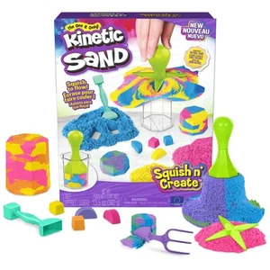 Kinetic Sand, Squish N’ Create Playset with 13.5oz Blue, Yellow & Pink Play S... - Picture 1 of 9
