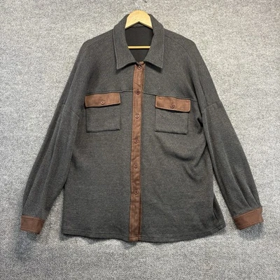 Camisa Chouyatou Cazadora Mujer XL Negra Marrón Manga Larga Abotonada Foto 1 de 4