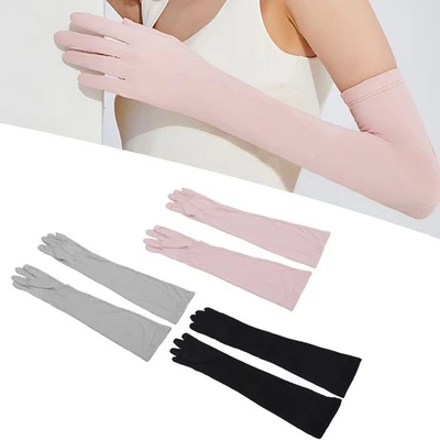 2 Pcs Arm Sleeve Summer Lengthening Sunscreen UV Protection Women's Ice Silk - Image 1 of 4