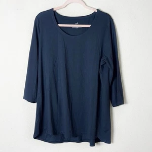 J. Jill Luxe Supima A-Linie Tunika Top in Schwarz Gr. Large Made in India - Bild 1 von 7