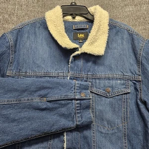 Lee Men's Denim Sherpa Lined Jacket Size XL Trucker Riders Indigo New - Picture 1 of 10