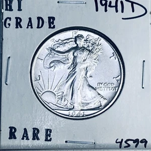 1941 D LIBERTY WALKING SILVER HALF DOLLAR HI GRADE U.S. MINT RARE COIN 4599 - Picture 1 of 3