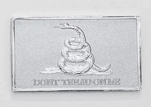 10g Gadsden Flag Bar .999 Fine Silver "Don't Tread On Me" Pan Silver - Picture 1 of 2