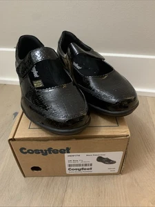 Cosyfeet Harriet Black Patent Croc Extra Wide Footwear Shoes Women's Size 9.5 W - Picture 1 of 7