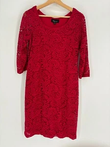 RN Studio Red Long Sleeve Lace Lined Shift Mini Dress Women's Size 6 - Picture 1 of 6