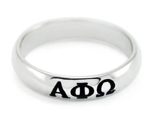 Alpha Phi Omega Women's sterling silver ring with black enamel, NEW! - Picture 1 of 2