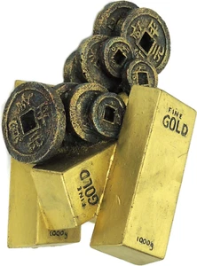 CLASSIC Large Gold Bars with Coins 240m Aquarium Ornament - Picture 1 of 7