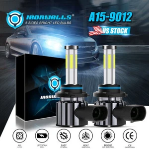6-Side 9012 LED Headlight Bulbs Kit Hi Low Beam 450000LM 6500K Extremely Bright - Picture 1 of 12