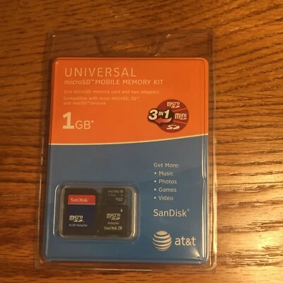 Universal Sandisk MicroSD Mobile Memory Kit 1GB Adaptor Store Music Photos Video - Image 1 of 4