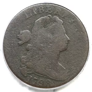 1798 S-186 R-2 PCGS G 4 Draped Bust Large Cent Coin 1c - Picture 1 of 3