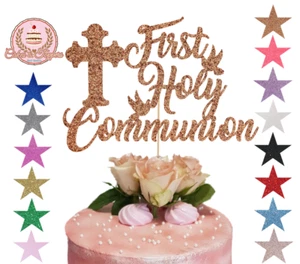 First Holy Communion, Glitter Cake Topper Cross Decoration - Picture 1 of 2