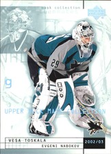 2002-03 UD Mask Collection Sharks Hockey Card #73 Vesa Toskala/Evgeni Nabokov