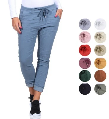 Hosen Damen Stretch Stoffhose Gummizug Chino Stoff-Hose Denim Freizeithose 36-50 - Bild 1 von 4