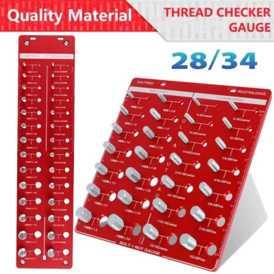 28/34 Nut and Bolt Inch and Metric Thread Checker Screw Thread Identifier Gauge