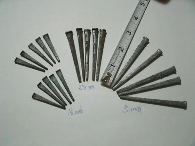 20 unhas vintage corte quadrado cabeça chata 3,2 1/2 e 1 1/2 polegadas - estoque antigo - Imagem 1 de 3