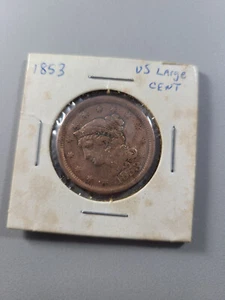 1853 geflochtenes Haar großer Cent Kupfer US-Münze - Bild 1 von 2