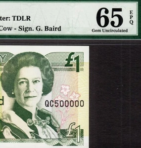 Jersey One Pound 1993 QEII FANCY Number - QC 500000 Pick-20a GEM UNC PMG 65 EPQ - Picture 1 of 3