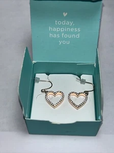 Origami Owl Earrings -ER1037 -Rose Gold Heart - Picture 1 of 2