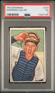 1952 Bowman SHERMAN LOLLAR Chicago White Sox Baseball Card 237 Graded PSA 3 Nice