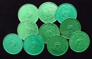 Lot Alcoholics Anonymous AA 3 Month Aluminum Medallion Coin Chip Token Sober - Picture 1 of 2