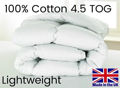 THE DUVET & PILLOW COMPANY D&P Co 4.5 TOG Duvet Lightweight SUMMER Luxury COTTON COVER UK MADE Anti-Allergy
