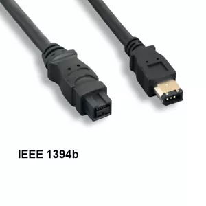 Cable KNTK 6 ft IEEE1394b 9 a 6 pines Firewire 400 Mbps iLINK DV PC Cable negro - Imagen 1 de 1