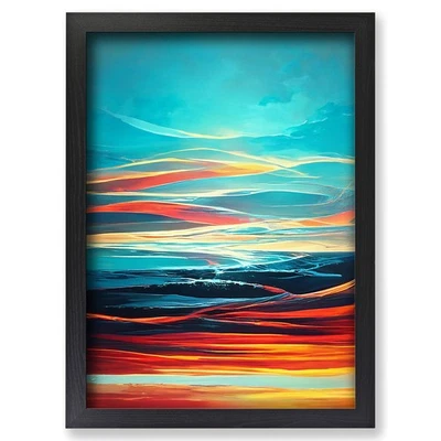 Framed Abstract Sunset No.5 Wall Art Canvas Print Poster Picture, Home Decor - Image 1 of 4