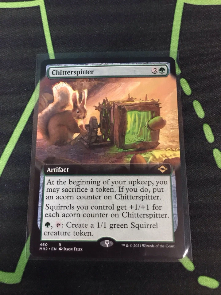 MTG Magic The Gathering Chitterspitter MH2 Rare Ext Art Green Artifact Squirrel - Image 1 of 1