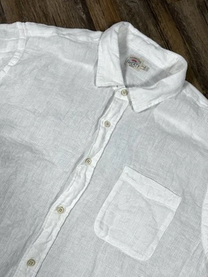 Faherty Linen Shirt Mens 2XL Pure White Palma Basketweave Button Up Short Sleeve - Image 1 of 4