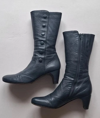 Chie Mihara Ankle Boots Size 37 Black Retro Spats 20s Buttons Victoriana - Image 1 of 2