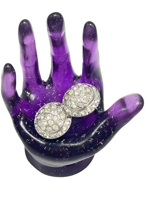 Pendientes de clip vintage Coro cristalino estrás firmados tono plata años 50 Wow Foto 1 de 4