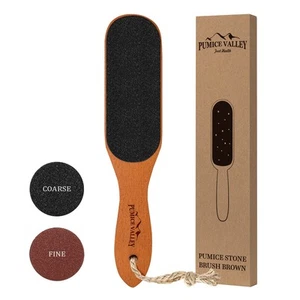 Pumice Stone Foot File - Wooden Pedicure Feet Scrubber with Handle for Callus... - Picture 1 of 7