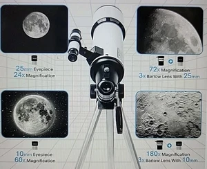 Telescope 80mm Aperture 600mm - Astronomical Portable Refracting Telescopes - Picture 1 of 12