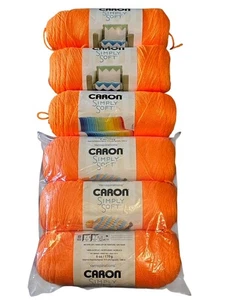 Caron Simply Soft Yarn: 6 skeins in Neon Orange - 315 yards each- Acrylic - Picture 1 of 5