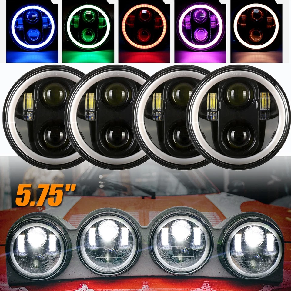 4X 5.75" DOT LED RGB Faros Hi/Lo Angel Eye Para Ford Thunderbird 1958-1976 Foto 1 de 4
