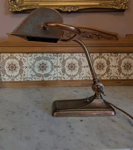 Vintage 1930s Copper Adjustable Bankers Lamp - Working - Picture 1 of 4