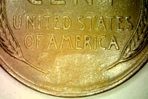1939 P Lincoln Wheat Cent Error Large Struck Through Grease Reverse - Picture 1 of 3