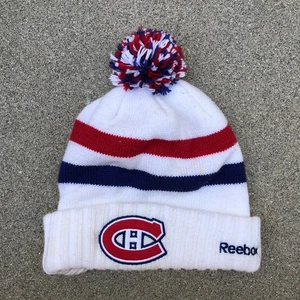 De colección Años 90 REEBOK Montreal Canadiens Pom Gorro Para Hombre Tejido Puños Gorra NHL - Imagen 1 de 12