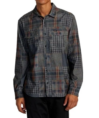 RVCA Para Hombre Calce Regular Manga Larga Tejido Freeman Cordón Estampado Azul Marino, 2XL Foto 1 de 4