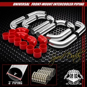 UNIVERSAL TYPE-2 12PC 3" ALUMINUM TURBO INTERCOOLER PIPING+HOSES+CLAMPS SILVER - Foto 1 di 1