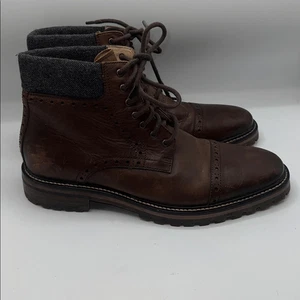 Botas con cordones WARFIELD & GRAND de cuero marrón clavo con puntera de portero-9,5 - Imagen 1 de 9