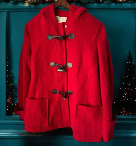 Michael Kors donna rosso 100% lana pavone toggle bottone vacanza nuovo con etichette taglia 8