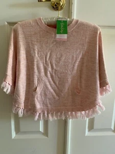 NWT Lilly Pulitzer Girls Hani Poncho Sweater Paradise Tint Metallic Sz Small 4/5 - Picture 1 of 8
