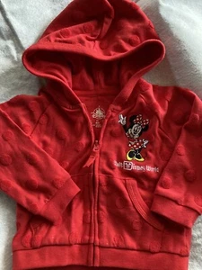Disney Parks Minnie Mouse Red Polka Dot Hoodie Sweatshirt Jacket 6MO - Picture 1 of 4