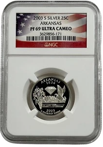 2003 S Silver 25c Arkansas USA State Quarter AK Proof Coin NGC PF 69 UC - Picture 1 of 2