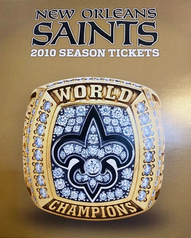 2010 New Orleans Saints NFL Home Game Ticket Stubs - Superdome w/ Brees Cover