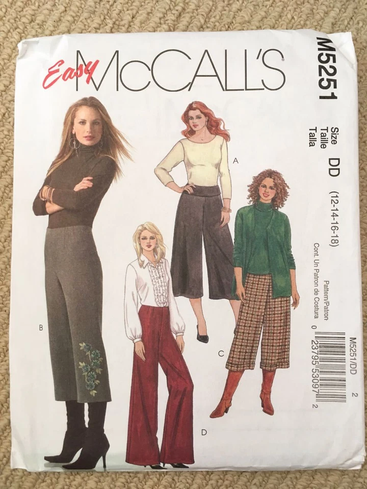 McCall's Misses' Knit Gaucho Pants in 2 Lengths Pattern M5251 Size 12 - 18 UNCUT - Image 1 of 1