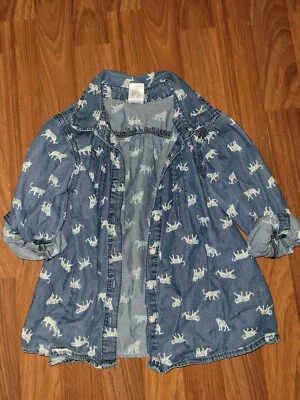 Camisa de mezclilla con botones para gato Gymboree talla 8 para niñas Foto 1 de 2